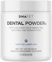 DNA PET Dental Powder for Dogs – Canine Oral Care Supplement with Icelandic Kelp, Decaffeinated Green Tea, Enzyme Blend & Astaxanthin – Teeth, Mouth & Breath Powder for Dogs - Mint Flavour - 2.12 Oz