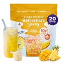 Javvy Clear Protein Refresher Drink Mix – 10g of Whey Protein and Collagen Peptides, Electrolytes Powder, Natural Flavors, 0g of Sugar, 45mg Caffeine, 20 Servings, Pineapple Mango Burst