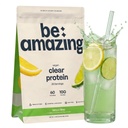 BE AMAZING Clear Vegan Protein Powder with Electrolytes – 10g Pea Protein, No Added Sugar, Prebiotic Fiber, Coconut Water, Gluten Free, Dairy Free, Non-GMO – Lemon Lime, 20 Servings