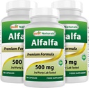 Best Naturals Alfalfa Green Super Food 500 mg 180 Capsules (180 Count (Pack of 3))