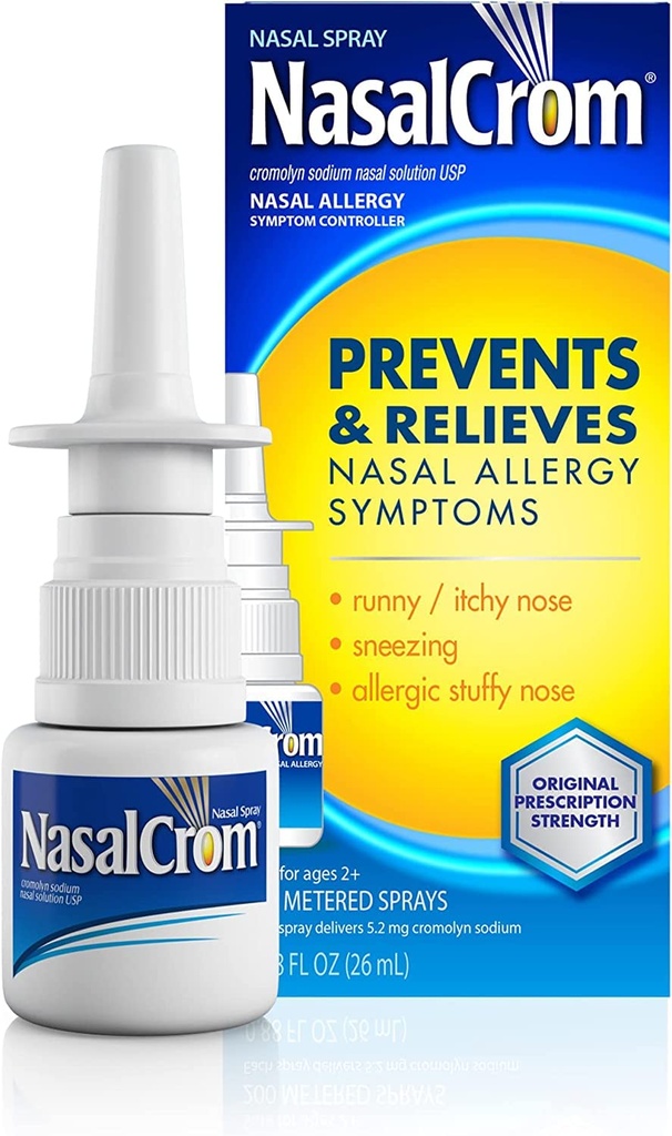 NasalCrom Nasal Spray Allergy Symptom Controller | 200 Sprays | .88 FL OZ (5 Pack)