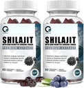 Himalayan Shilajit Gummies cu 85+ Trace Minerale & Acid fuzilic pentru energie, Imun, Cognitive Support High Potence Pure Silajit Supliment pentru bărbaţi şi femei 60 Gume (2 cutii)