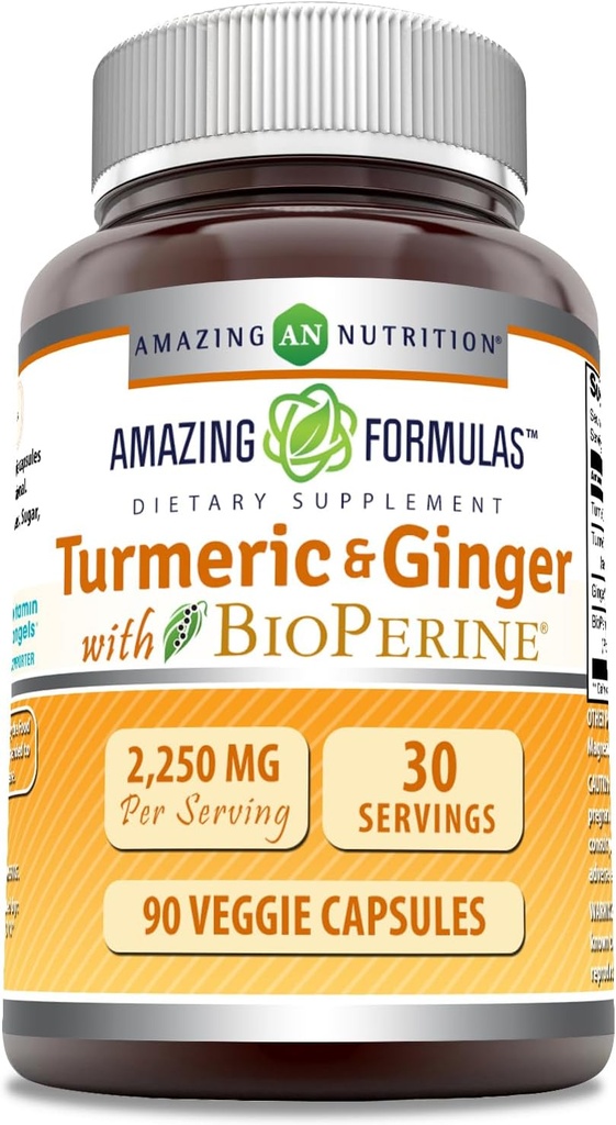 Amazing Formulas Turmeric Curcumin & ingvers ar BioPerine Papildinājums 