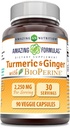 Amazing Formulas Turmeric Curcumin & ingvers ar BioPerine Papildinājums 