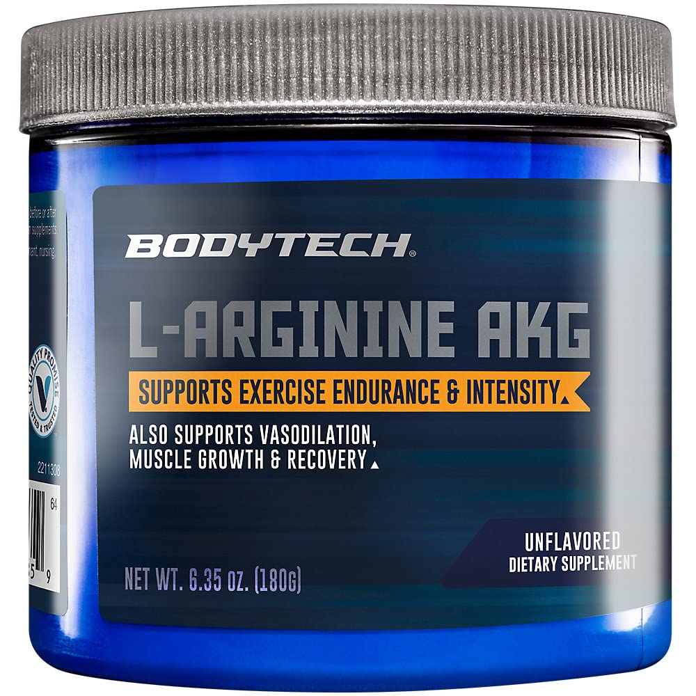 BodyTech L-Arginine AKG 3000MG - Supports Exercise Endurance & Intensity, Muscle Growth & Recovery, Vasodilation, Nitric Oxide (6.35 Ounce Powder)