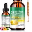 Liposomal L-Lysine 1000mg Liquid Drops, 7-in-1 Lysine Supplement for Adults with Vitamin C/B6/D3/B12 & Zinc Gluconate, Immune Support, Collagen Synthesis & Skin Lip Health, Lemon Flavor, 2 Fl Oz