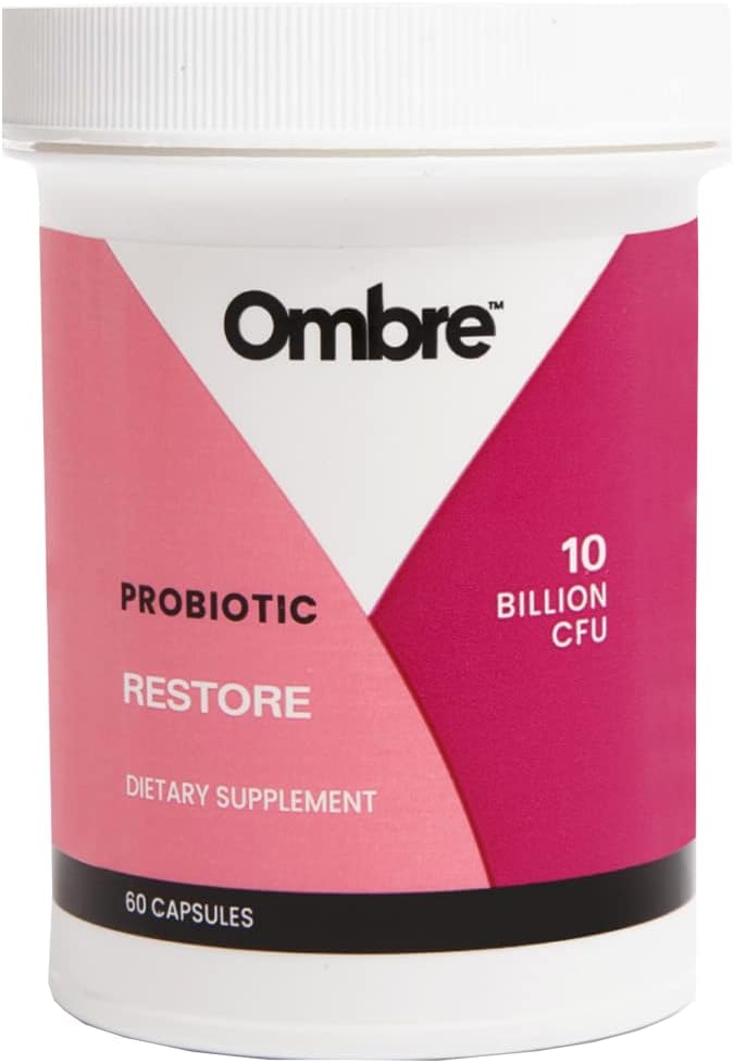Ombre להחזיר פרוביוטיקה לנשים, Daily Gut Health Supplement for Vaginal, Digestive, Urinary Tract, & Immune Support, 10 מיליארד CFU, Shelf-Stable, 30 משרתות