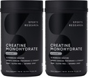 Sports Research Creatine Monohydrate - Gain Lean Muscle, Improve Performance and Strength and Support Workout Recovery - 5 g Micronized Creatine - 35.27 oz (Pack of 2)