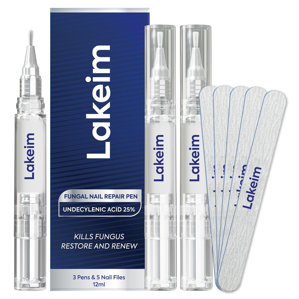 Toenail Fungus Treatment Extra Strength: 25% Undecylenic Acid & Tea Tree Oil - Repairs Yellow Thick Brittle Toe and Fingernails - 3 Pens with 5 Nail Files
