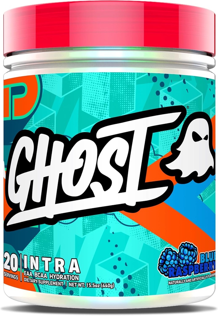 GHOST Intra Workout Powder, Blue Raspberry - BCAA's, & EAA's, Nootropics & Hydration - Essential & Branch Chain Amino Acids, ondersteunt Muscle Recovery & Focus - Pre, Intra & Post Workout Powders