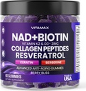 NAD+, Resveratrol, Berberine, & Biotin Anti-Aging Gummy - vlasy, koža, nechty a spoločné doplnky - Collagen Peptidy, Keratín, Zinok, Vitamín K2 & D3 Gummy -Regenerácia- non-GMO - Made in USA 60 Gróf
