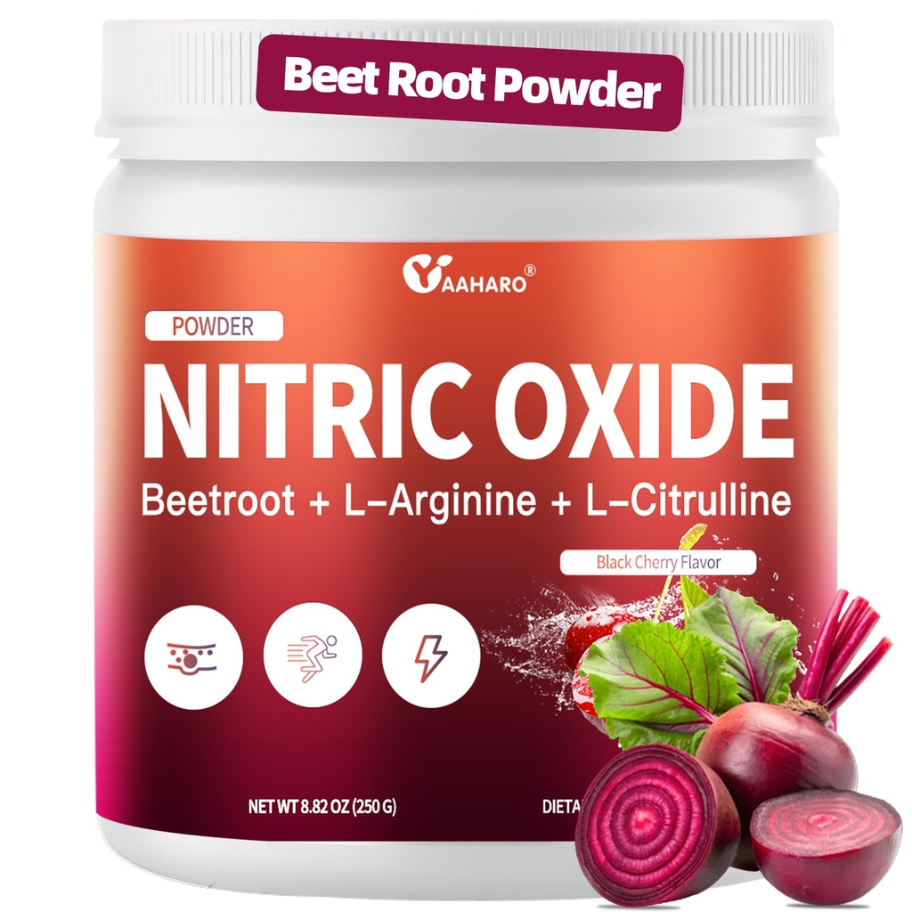 Nitric Oxide Supplement - Beet Root Powder with L-Citrulline & L-Arginine, Nitric Oxide Supplements for Men Women with Beetroot, Supports Energy, Heart Health, Black Cherry Flavor, 35-Day Supply