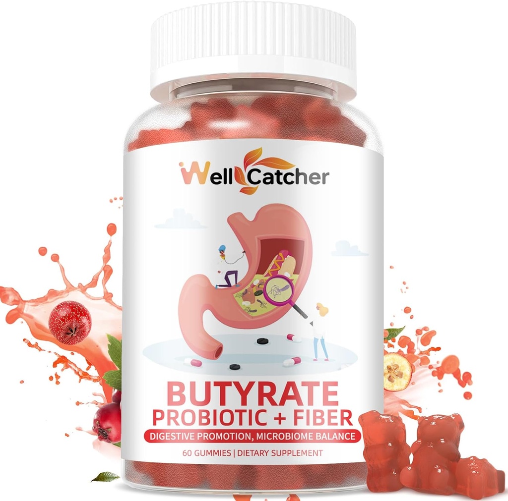 Butyrate Gut Health Supplement: Butyrate with Probiotic & Prebiotic Fiber Gummies for Women Sugar Free Digetical & Energy Metabolism Mendukung Vegan Hawthorn Flavor 30 Days Supply