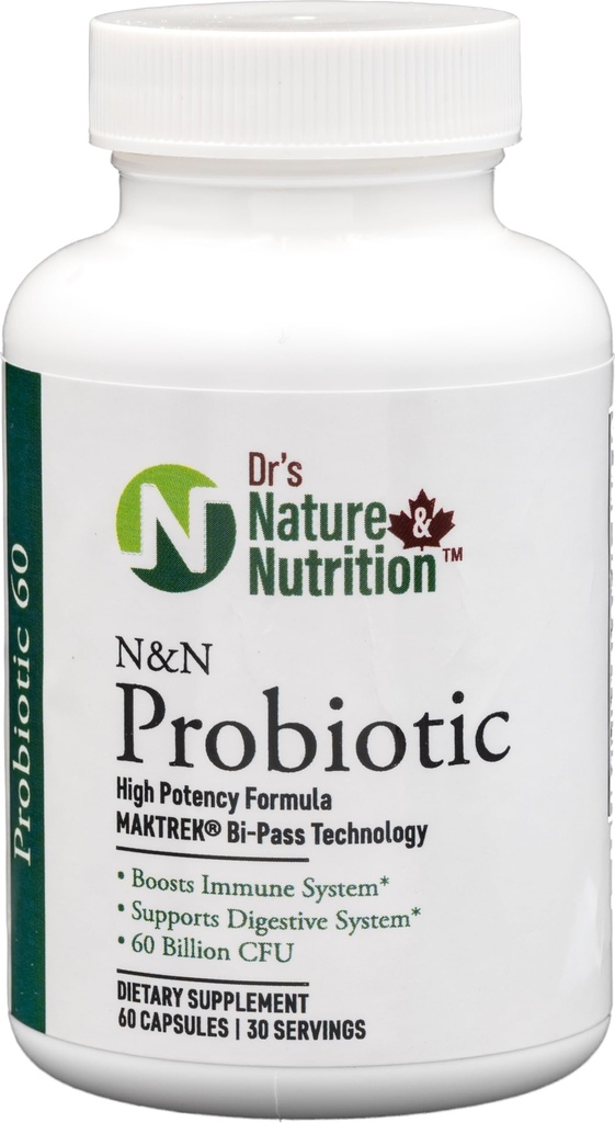Dr's Nature & Nutrition Probiotic 60 Billion CFU with Clinically Studied Strains for Digestive & Immune Support - 60 Veggie Capsules