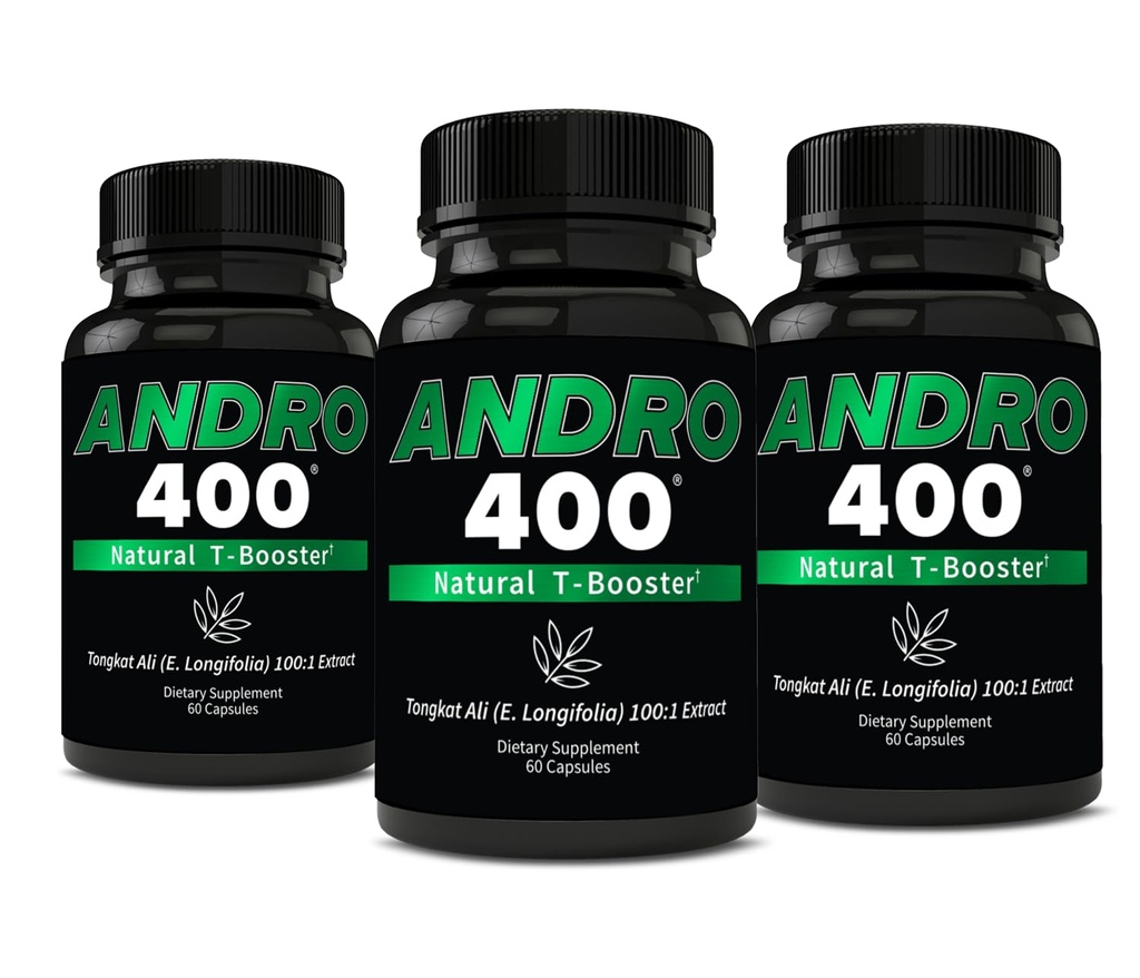 Andro400 Natural T Booster Supplements for Men – Traditional Tongkat Ali (Eurycoma Longifolia) 100:1 Extract – Herbal Formula for Energy, Stamina, & Metabolic Support - 3 Packs, 180 Capsules