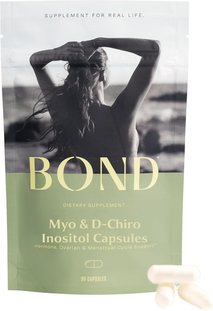 BOND Myo-Inositol & D-Chiro Inositol תוספת עבור נשים | תומך איזון הורמונלי, Ovulation בריא מחזורים רגילים - 40:1 Ratio | פריון עבור נשים | 90 קפסולות טבעוניות (3/Day)