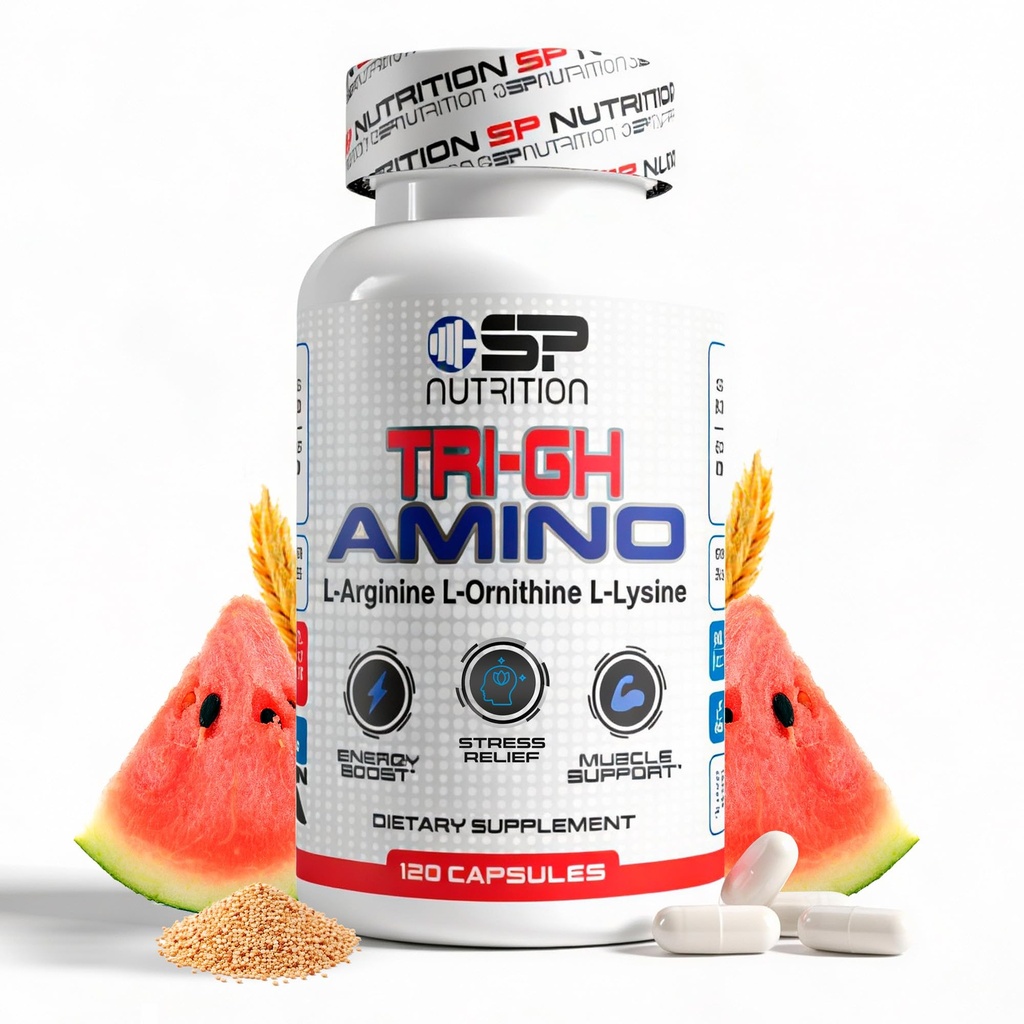 SP Nutrition Tri-GH Amino Complex, L-Arginine L-Ornithine L-Lysine, 120 Capsules, Muscle Support Supplement