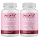 BESTVITE L-Arginine L-Ornithine 500-250 (240 Vegetarian Capsules) (120 x 2) - No Stearates - No Fillers - Vegan - Non GMO - Gluten Free - No Calcium Silicate