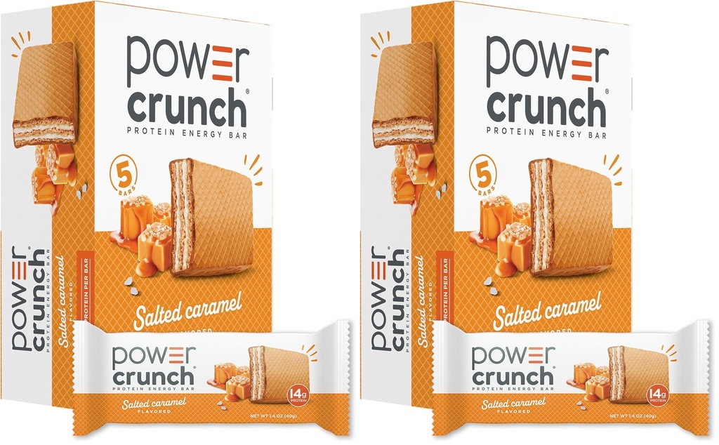 Power Crunch Protein Wafer Bars, High Protein Snacks with Delicious Taste, Salted Caramel, 1.4 Ounce (12 Count) (Pack of 2)