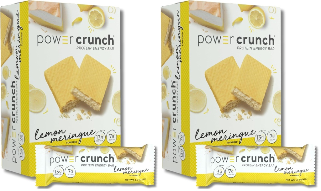 Power Crunch Protein Wafer Bars, High Protein Snacks with Delicious Taste, Lemon Meringue, 1.4 Ounce (5 Count) (Pack of 2)