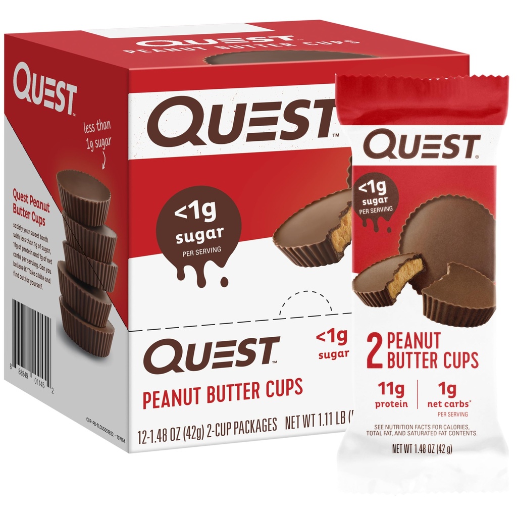 Quest Nutrition Peanut Butter Cups, 11g Protein, 1g Sugar, Low Carb, Gluten Free, Keto Friendly, 12 Count (Pack of 12)