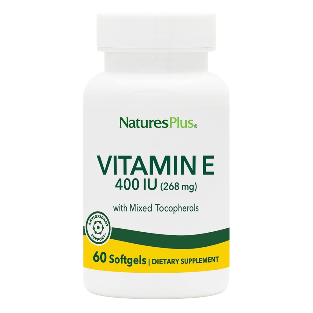 NaturesPlus Vitamin E 400 IU Mixed Tocopherol - 60 Softgels - Supports Immune Health & Antioxidant Protection - Gluten Free - 60 Servings