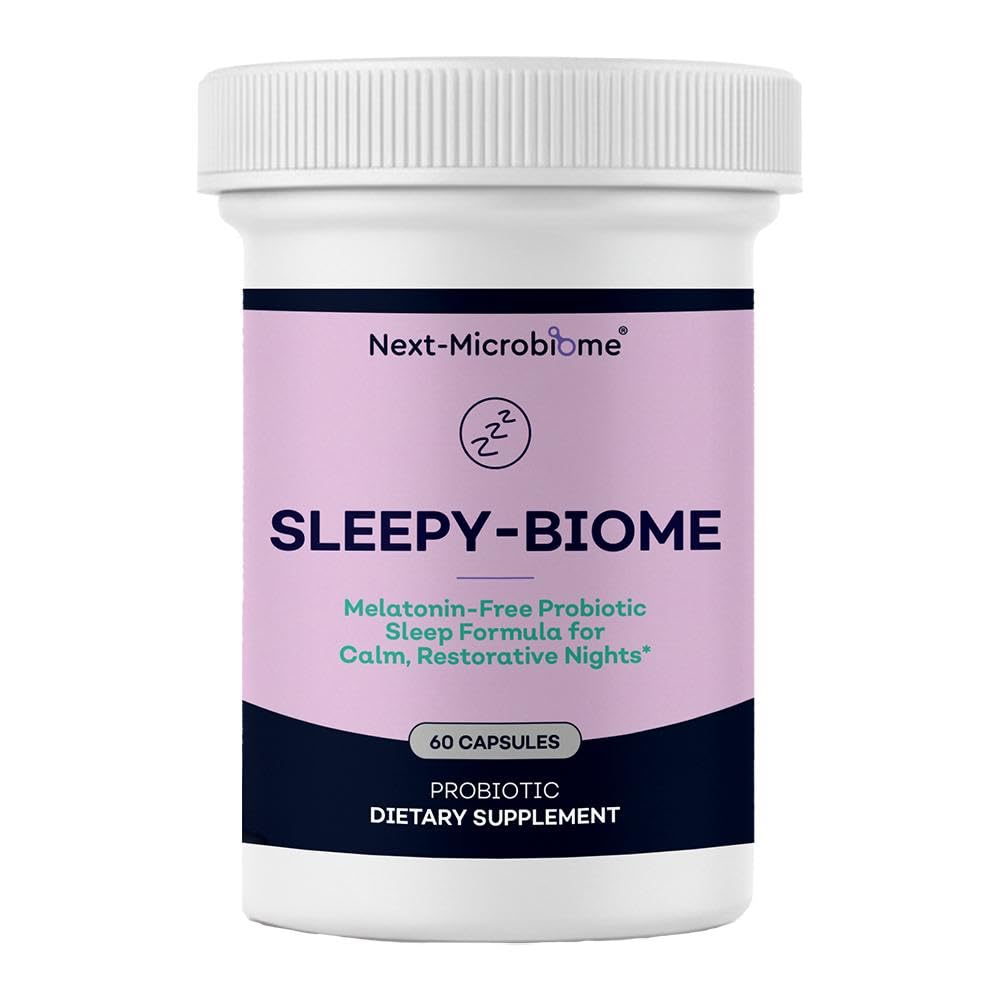 Sleep Supplement Without Melatonin – Sleepy-Biome Natural Sleep Aid for Calm, Restful Nights | Probiotic Gut-Brain Formula with GABA, L-Theanine, 5-HTP, Valerian & Ashwagandha (60 Capsules)