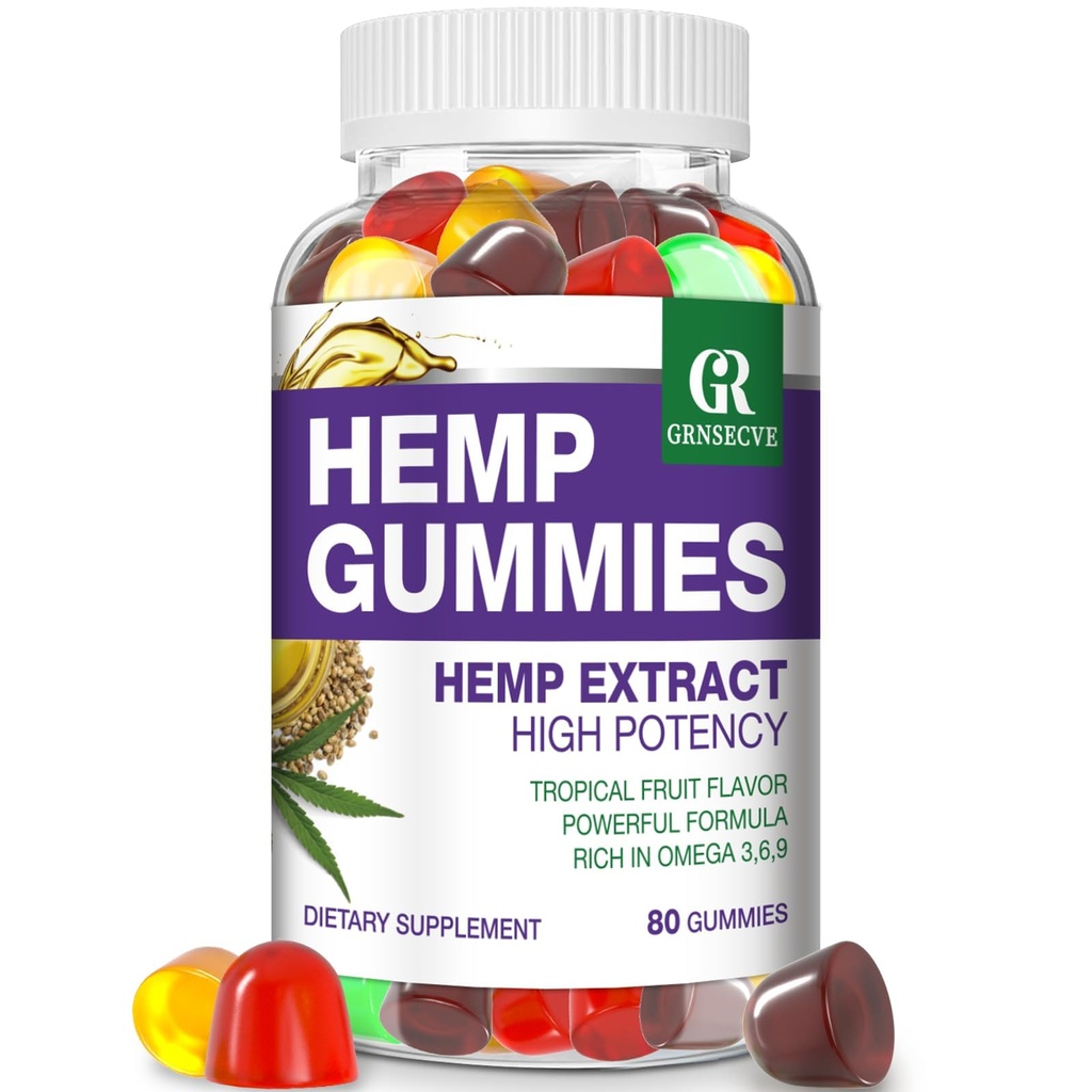 Hemp Gummies for Sleep, Pain, Anxiety - High Potency Pure Extra Strength Hemp Oil Infused Gummy Bears - 100% Natural Sleep Gummies Edibles for Adults (1 Pack)