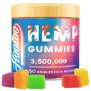 HOOLOO Hemp Gummies for Adults, 6 Fruity Flavors for Deep Bedtime, Relax, Hemp Gummy Infused Vitamins and Omega 3, Made in USA