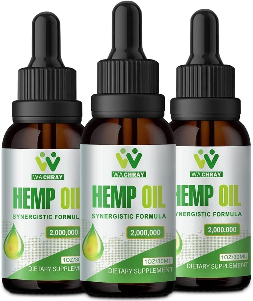 Hemp Oil Drops (3 Pack) High Potency - for Focus Calm, Mood Maximum Strength Natural Hemp Seed Oil - with C02 Extraction, Vegan, Non-GMO Hemp Tincture