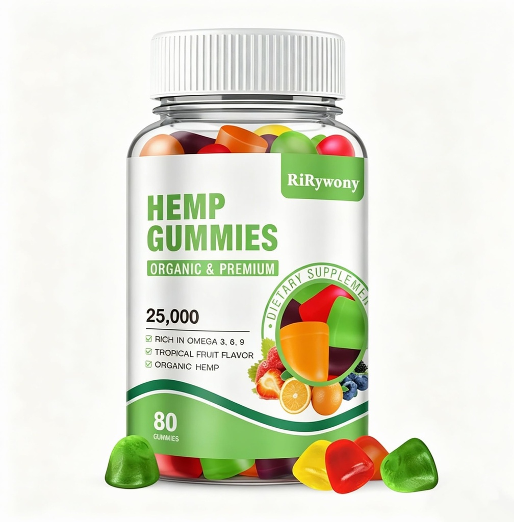 Hemp Gummies for Sleep, Pain, Anxiety, High Potency Hemp Gummies Extra Strength, Organic Hemp Oil Extract Vegan Edible Gummy 80 Counts (1 Pack)