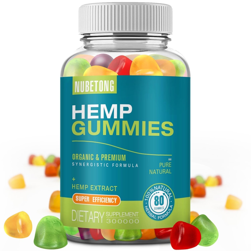 Organic Hemp Gummies, High Potency Hemp Oil Extract, Natural Wellness Edible Supplement for Adults