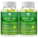 Hemp Oil Capsules - 60,000 Maximum Strength, Natural Hemp Oil Extract, Rich in Omega 3, 6, 9 Fatty Acids, Focus, Relaxation, Immune Support - 90 Capsules (2Pack)