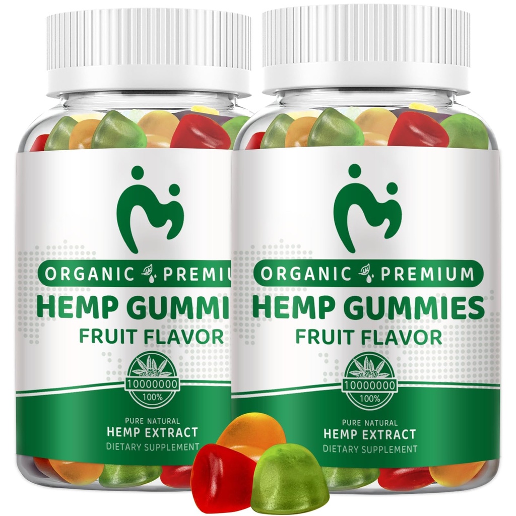 (2 Pack) Hemp Gummies for Sleep, Pain, Relaxation & Anxiety - 100% Natural Pure Extra Strength - Organic Hemp Oil Extract Edible Vegan Low Sugar Hemp Gummy for Adults