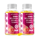 Vitamatic Yeast Free Selenium Gummies 200mcg as Selenomethionine Supplement Essential Trace Mineral with Superior Absorption 90 Pectin Based Gummies - 2 Pack