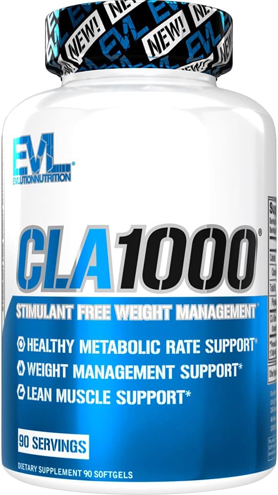 Evlution Conjugated Linoleic Acid CLA 알약 - CLA 1000mg Diet은 체중 감량 지방 연소 Lean 근육과 패스너 Metabolism 지원 - Stimulant-Free Safflower 기반 뚱뚱한 손실 지원 - 90