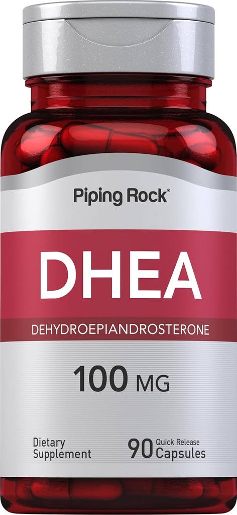Piping Rock DHEA Phụ Phụ 100mg G cho nam giới và phụ nữ 90 Capsules Dehydroprusterone không-GMMO, Gluten free