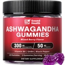 Ashwagandha Gummies for Women & Men | Organic Ashwagandha Supplement with Vitamin B6, Black Pepper | Vegan, Plant Based, Non-GMO, Gluten-Free - 120 Count (60-Day Supply)
