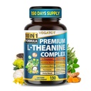 VEGATOT Ultra Organic L-Theanine Complex 10-in-1 Formula with Vitamin B6, Magnesium, Rhodiola, Ashwagandha, Turmeric & Holy Basil – Supports Calm Mood, Relaxation & Focus – 150 Capsules