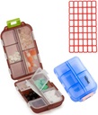Pill Case (2 Paket) - 10 müqavilələr ilə Portativ Kiçik Təhsil Tablet Konteyner Box - Dövlət Dövlət Dəstək Kombinasiyası Travel Trip Pocket Purse (Blue+Chocolate)