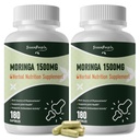 GREENPEOPLE Whole-Leaf Moringa Capsules 1500mg - High Potency 10:1 Moringa Oleifera Leaf Extract - Natural Green Superfood for Energy & Immune Support - Vegan, Non-GMO, Caffeine Free-180 Count-2 Pack