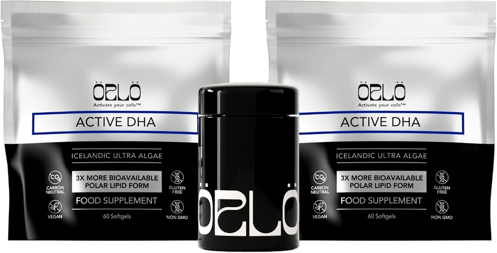 Orlo DHA – Integratore DHA Vegan (EPA & DHA) – Omega 3 Fish Oil & Krill Alternative – Olio di alghe Omega-3 piantato – Brain & Heart Support (120 Mini Burpless Softgels KIT)