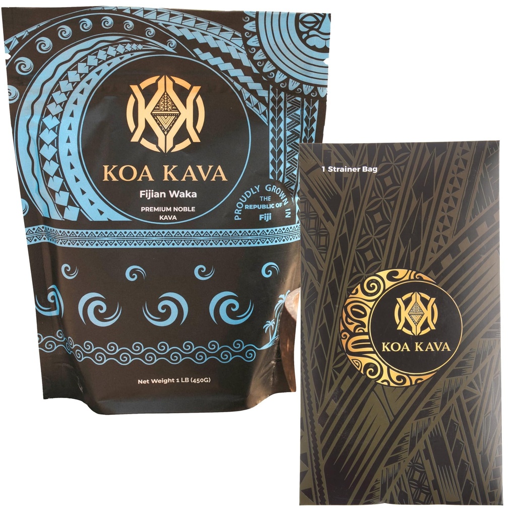 1 Pound Premium Fijian Waka Kava from Koa Kava with a Drawstring Kava Strainer to make Kava Tea
