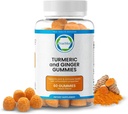 Turmeric and Ginger Gummies – 95% Curcuminoids & 5% Gingerols, Turmeric Gummies for Inflammation & Joint Health, with Black Pepper Extract, Peach Flavor, USA Made, 60 Count