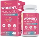 Probiotika for kvinner, 100 milliarder CFU kvinner Probiotika med prebiotika, Digestive Enzymer, D-Mannose & Cranberry Extract for immunstøtte, Vaginal & urin helse, Digestiv balanse - 120 kapsler