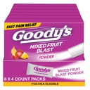 Goody's Headache Powder, Triple Action Fast-Acting Formula Headache Relief with Aspirin, Acetaminophen & Caffeine, Mixed Fruit Blast Flavor, 4 Powder Sticks, 6 Pack