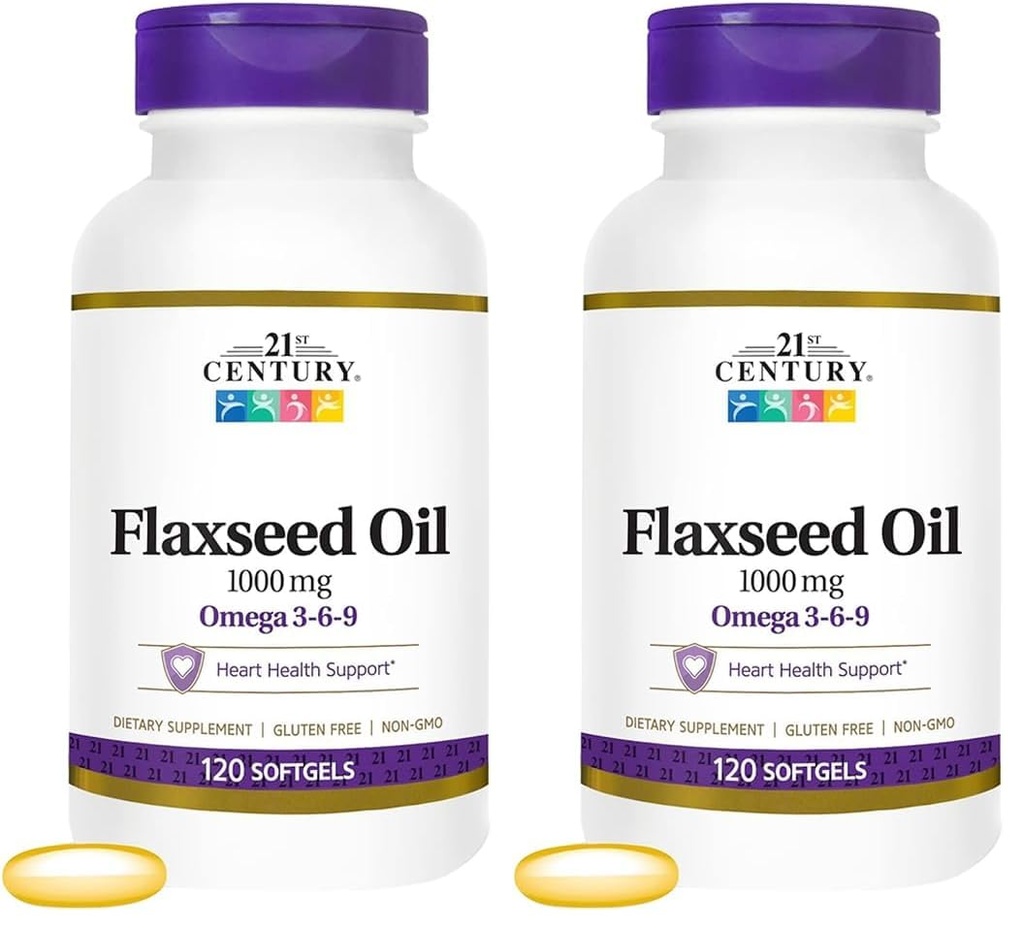 21st Century Flaxseed Oil 1000 Mg Softgels, 120-Count (22871) (Pack of 2)