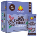 Amrita Nut Free Dark Chocolate Crunch Vegan Protein Bars (12 Count) | 12g Plant-Based Protein Bar | Peanut Free, Gluten Free, and Dairy Free | Low Sugar, High Fiber, Healthy School-Safe Snacks