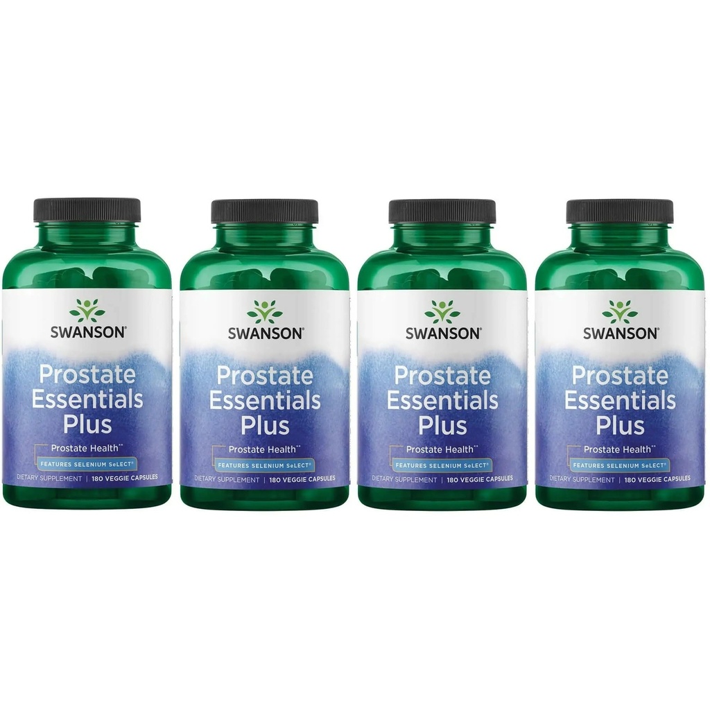 Swanson Prostate Essentials Plus Herbal Supplement for Men Over 40 Seeking Urinary and Prostate Health (180 Veggie Capsules, 4 Pack)
