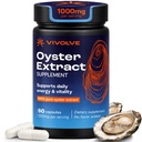 Oyster Extract Capsules, Oyster Supplement for Energy, Focus & Vitality, Oyster Pills, 1000mg Per Serving, Natural Zinc Source for Men & for Woman, 60 Capsules, 30 Day Supply
